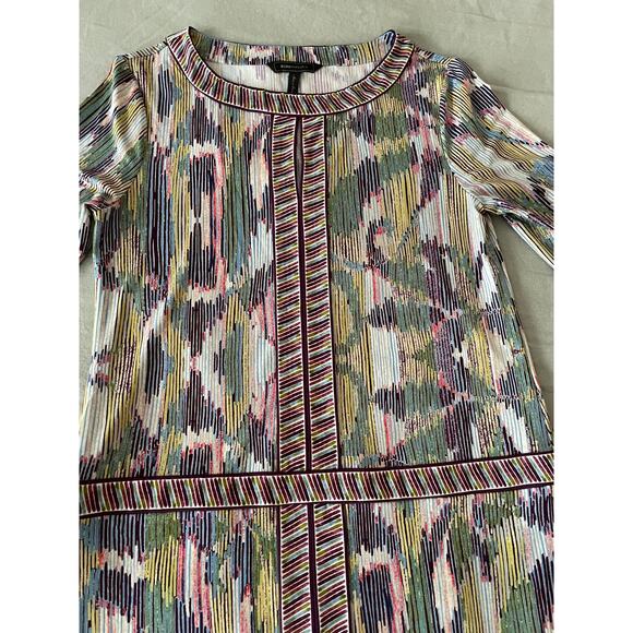 BCBG MAXAZRIA multi-color dress SZ Sm 3/4 sleeve drop waist dress - Picture 3 of 7